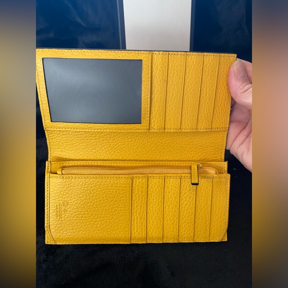 The Gucci GG Black Long Fold Wallet with Yellow Interior with box, bag - Picture 4 of 15